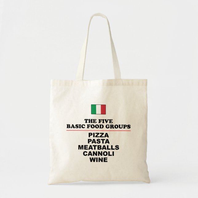 Italian Five Basic Food Groups Tote Bag (Front)