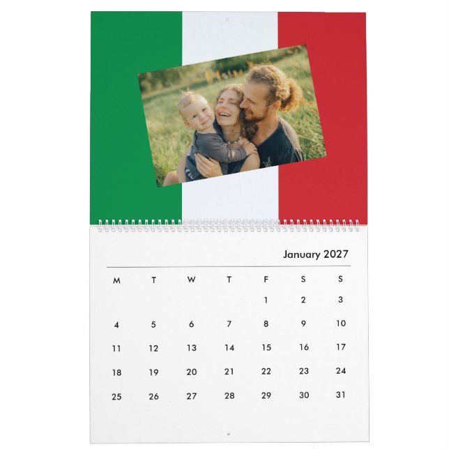Italian Flag 2026 Calendario Personalizzato Custom Calendar (Jan 2027)