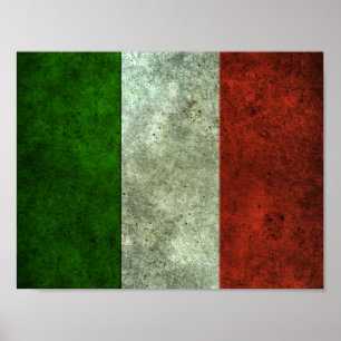 Italian Flag Aged Steel Effect Poster