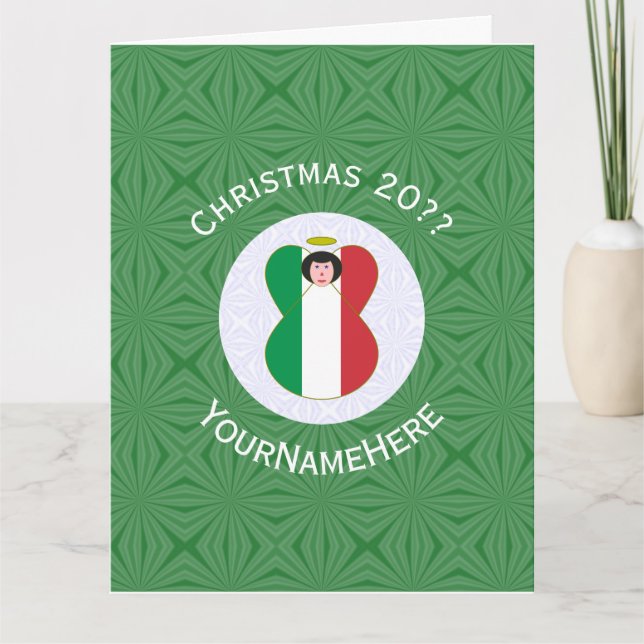 Italian Flag Angel Christmas Personalised  Card (Front)