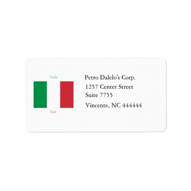 Italian Flag  Avery Address Label (Front)