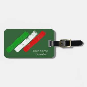 Italian flag.brush strokes. name .text. luggage tag