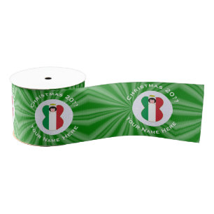 Italian Flag Christmas Angel Personalise Grosgrain Ribbon