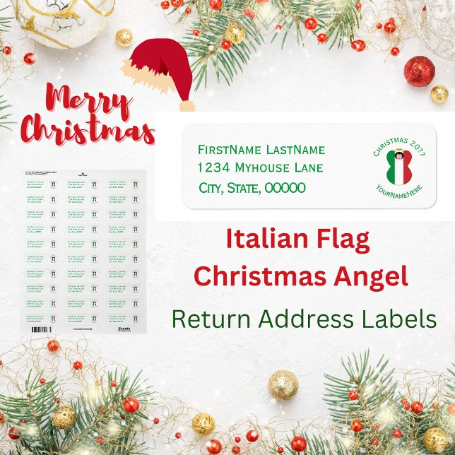 Italian Flag Christmas Angel Return Address  (Creator Uploaded)