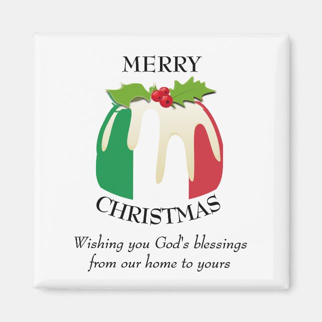 ITALIAN FLAG Christmas Pudding Magnet (Front)