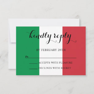 Italian Flag Colors Kindly Reply Wedding RSVP Card