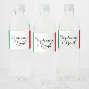 Italian Flag Colors Wedding Water Bottle Label