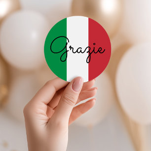 Italian Flag Colours Grazie Classic Round Sticker
