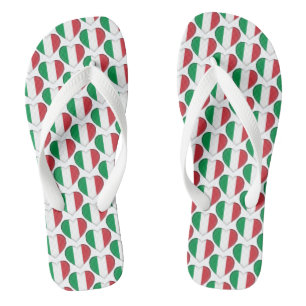Italian Flag Colours Hearts Pattern Patriotic Jandals