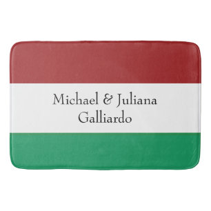 Italian Flag Colours Surname Name Custom Bath Mat