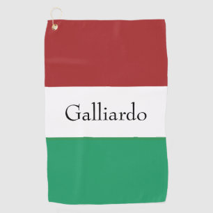 Italian Flag Colours Surname Name Custom  Golf Towel