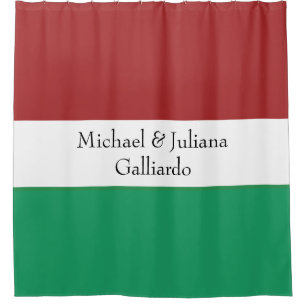 Italian Flag Colours Surname Name Custom  Shower Curtain