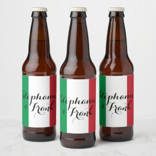 Italian Flag Colours Wedding Beer Bottle Label
