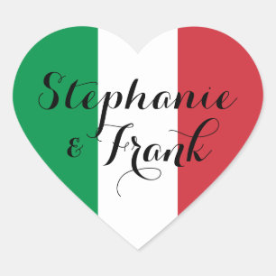 Italian Flag Colours Wedding Heart Sticker