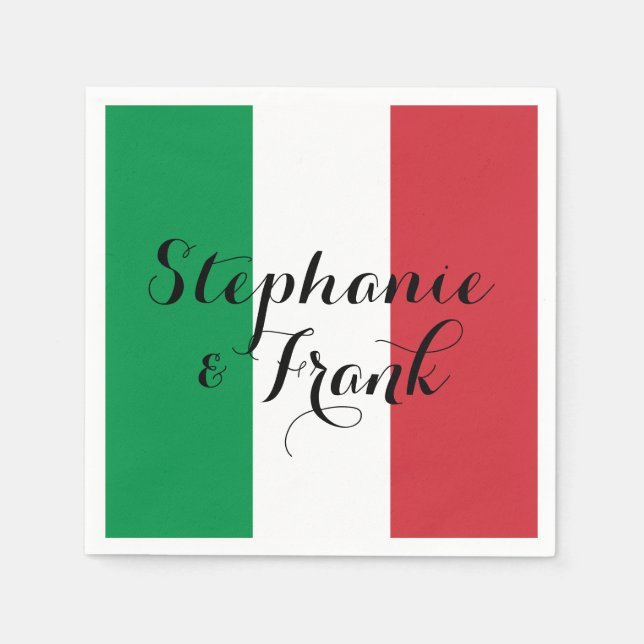 Italian Flag Colours Wedding Napkin (Front)