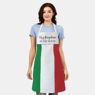 Italian Flag Custom Chef Name Funny Gift Apron