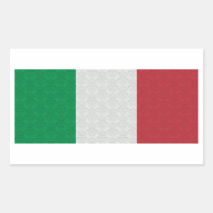 Italian Flag Damask Pattern Rectangular Sticker