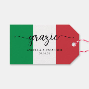 Italian Flag Elegant Calligraphy Grazie Gift Tags