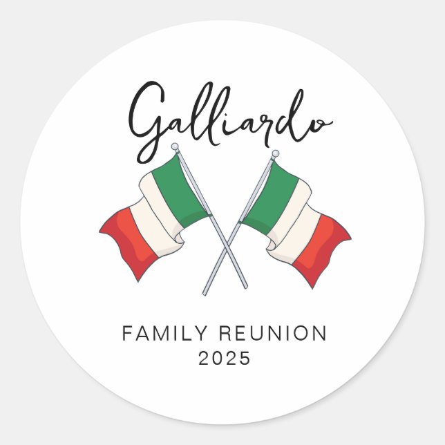 Italian Flag Family Reunion  Classic Round Sticker (Front)