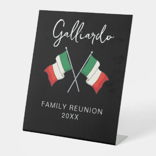Italian Flag Family Reunion Pedestal Sign