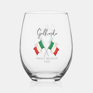 Italian Flag Family Reunion  Stemless Wine Glass