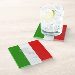 Italian flag glass coaster
