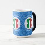 Italian Flag Hanukkah Angel Personalised  Magic Mug<br><div class="desc">Magic morphing mug features an Italian Flag Angel, dressed in the flag of Italy, inside a white, fractal circle of squiggly squares. The circle is on a blue fractal background of squiggly squares. Add a name, holiday, and year to personalise your mug as a gift or to add to your...</div>