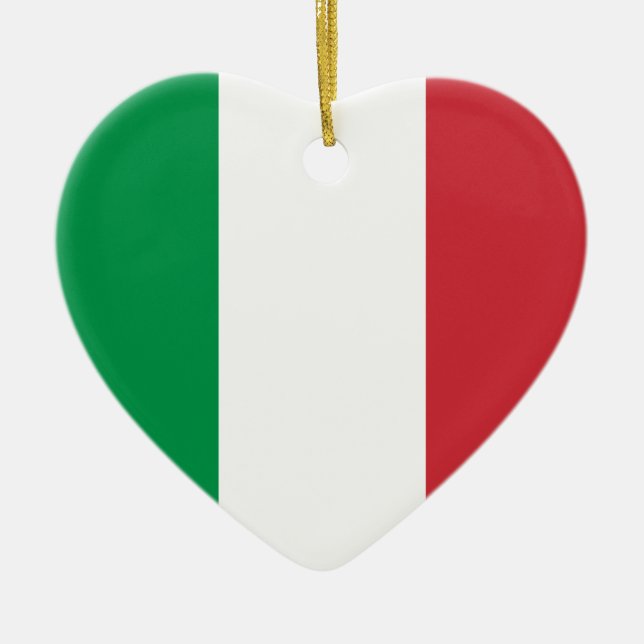 Italian Flag Heart Ceramic Tree Decoration (Front)