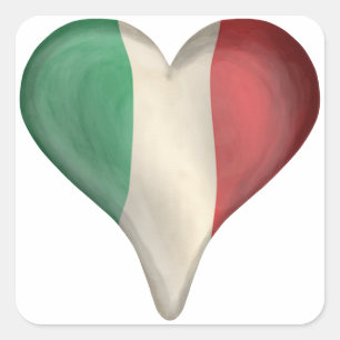 Italian Flag In A Heart Square Sticker