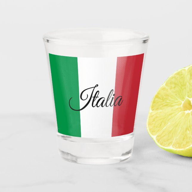 Italian Flag & Italy country patriot / sports fans Shot Glass (Front)