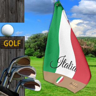 Italian flag & Italy, monogrammed Golf / sports Golf Towel