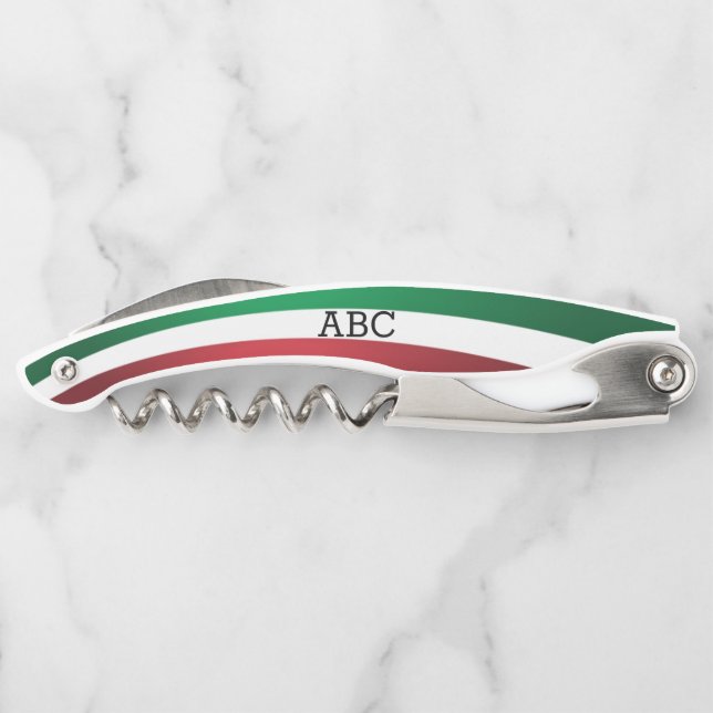 Italian Flag Monogram Corkscrew (Back)