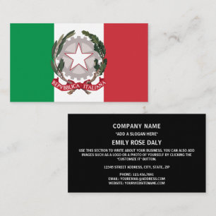 Italian Flag & National Emblem, Flag of Italy Business Card