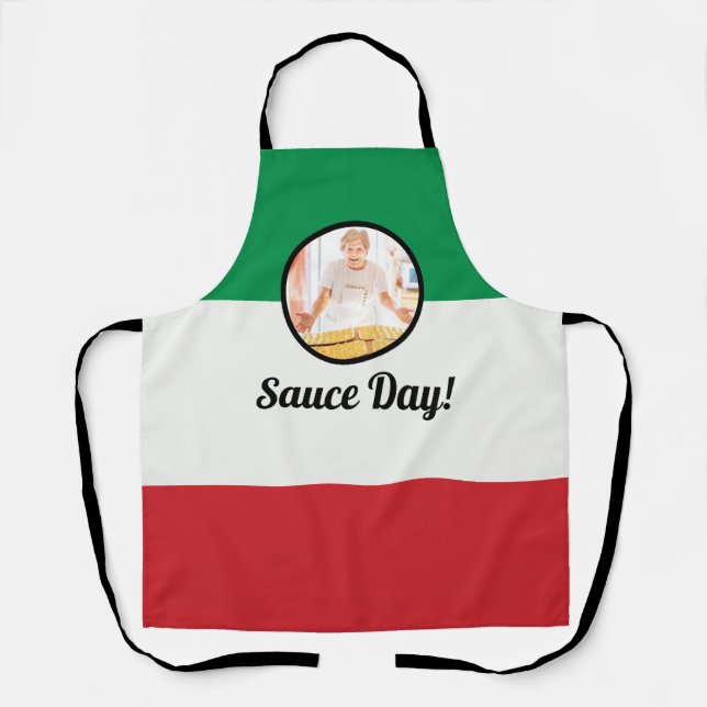 Italian Flag Nonna Custom Photo Sauce Day Apron (Front)