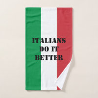 Italian flag of Italy funny custom text hand towel