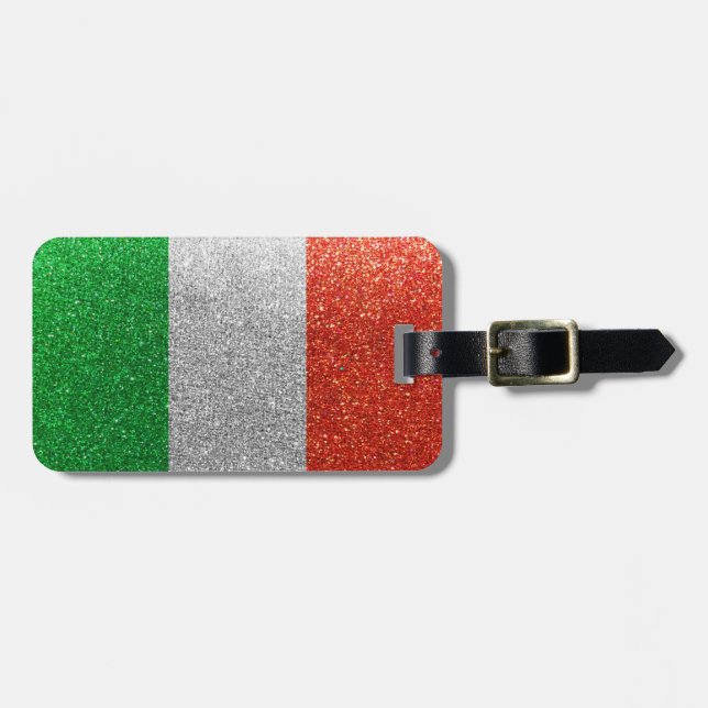 Italian Flag of Italy Milan Bling Glitter Fashion Luggage Tag (Front Horizontal)