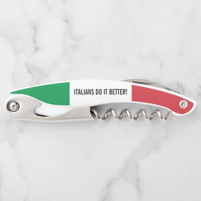 Italian flag of Italy personalised foldable Corkscrew (Front)
