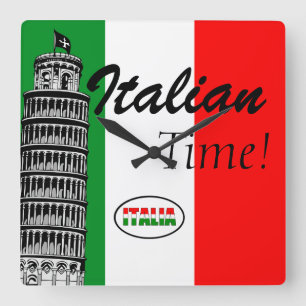 Italian-Flag of Italy Square Wall Clock