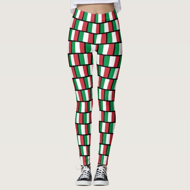 Italian flag pattern leggings for yoga fitness gym (Front)