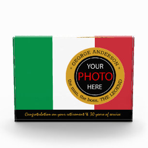 Italian Flag Photo Block & Italy / name badge