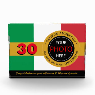 Italian Flag Photo Block & Italy / name badge
