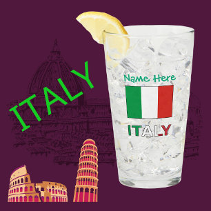 Italian Flag Republic Day Pride Personalised Gift Glass