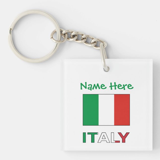 Italian Flag Republic Day Pride Personalised Gift Key Ring (Front)