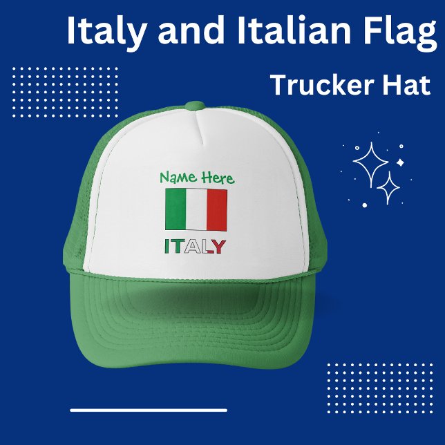 Italian Flag Republic Day Pride Personalised Gift Trucker Hat (Creator Uploaded)