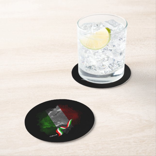 Italian flag round paper coaster (Insitu)