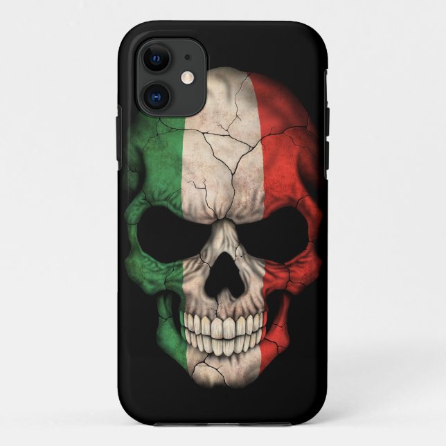 Italian Flag Skull on Black Case-Mate iPhone Case (Back)