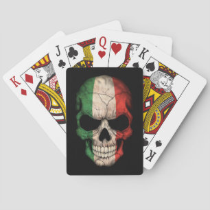 Italian Flag Skull on Black Playing Cards