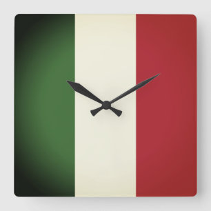Italian Flag Square Wall Clock