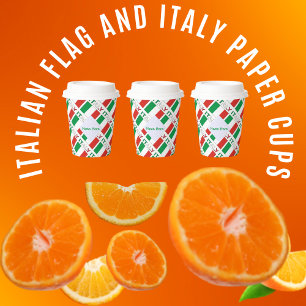 Italian Flag Tiled Personalised Heritage Design Paper Cups