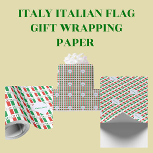 Italian Flag Tiled Personalised Heritage Design Wrapping Paper